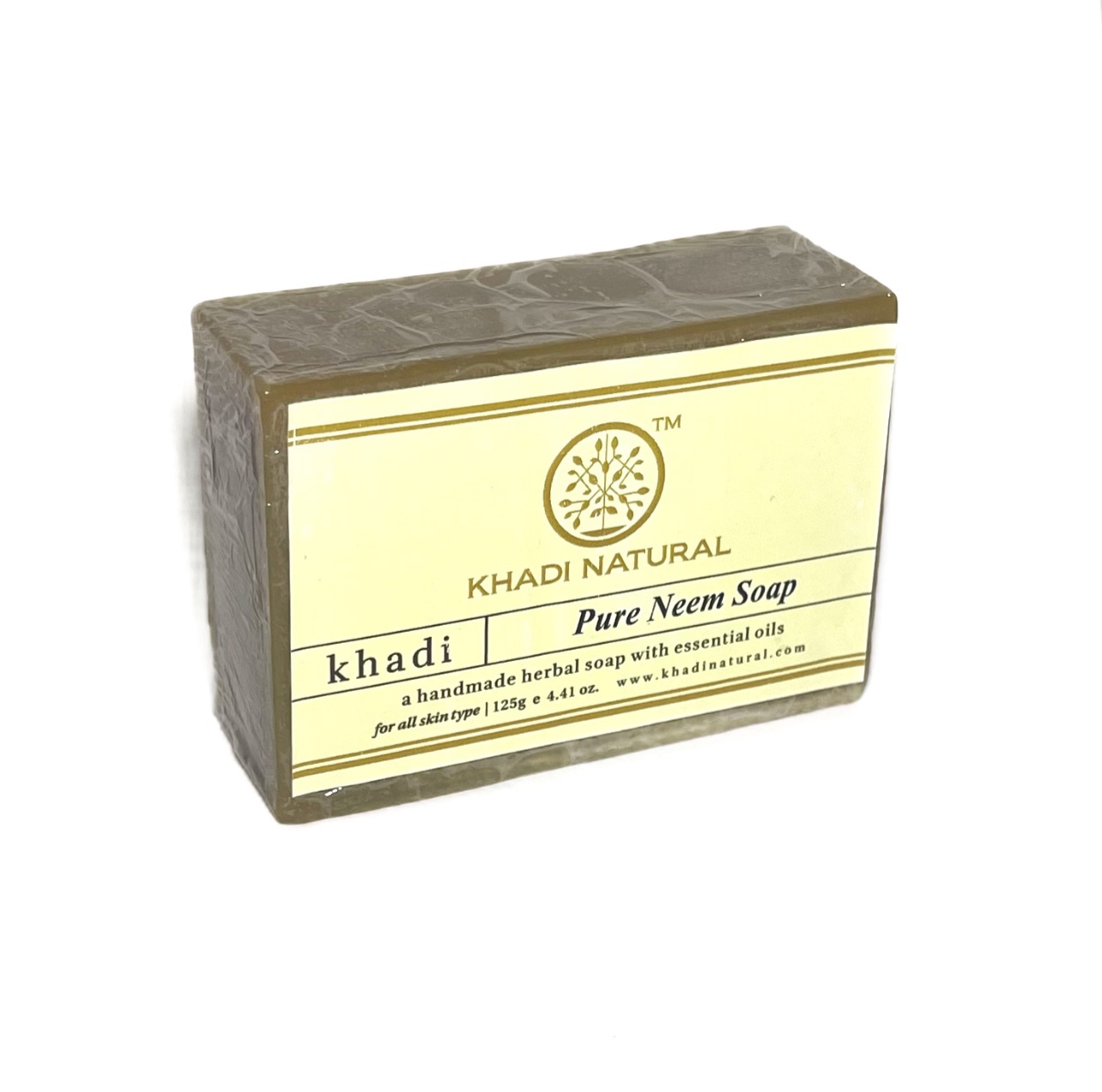 PURE NEEM Handmade Herbal Soap With Essential Oils, Khadi Natural (ЧИСТЫЙ НИМ, Мыло ручной работы с эфирными маслами, Кхади Нэчрл), 125 г.