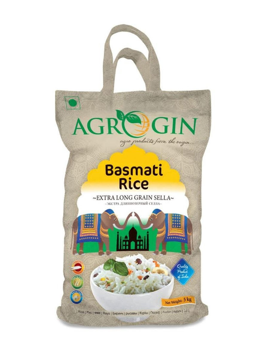 BASMATI RICE Extra Long Grain Sella, AGROGIN (БАСМАТИ РИС пропаренный экстра длиннозерный селла), 1 кг.