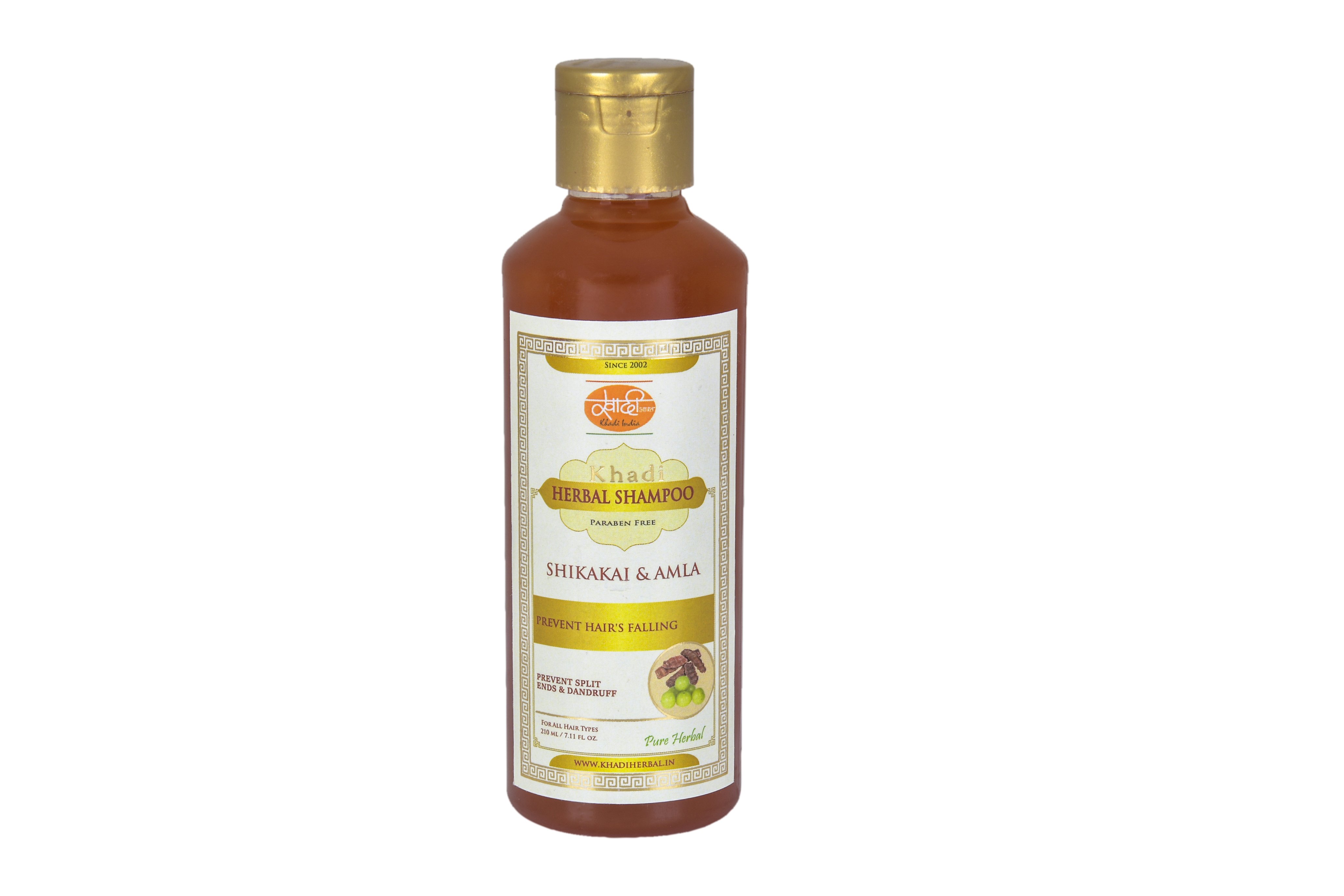 Khadi Herbal Shampoo SHIKAKAI & AMLA, Khadi India (Травяной шампунь без парабенов ШИКАКАЙ И АМЛА против выпадения волос, Кхади Индия), 210 мл.