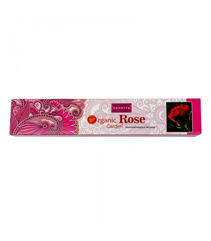 ORGANIC Garden ROSE Premium Masala Incense, Nandita (ОРГАНИК Гарден РОЗА премиум благовония палочки, Нандита), 15 г.