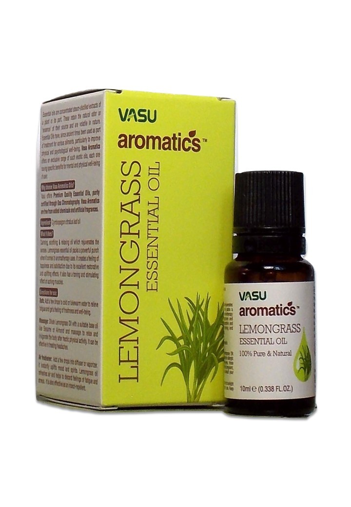 LEMONGRASS Essential Oil, 100% Pure & Natural, Vasu (ЛЕМОНГРАСС Эфирное масло, 100% чистое и натуральное, Васу), 10 мл.