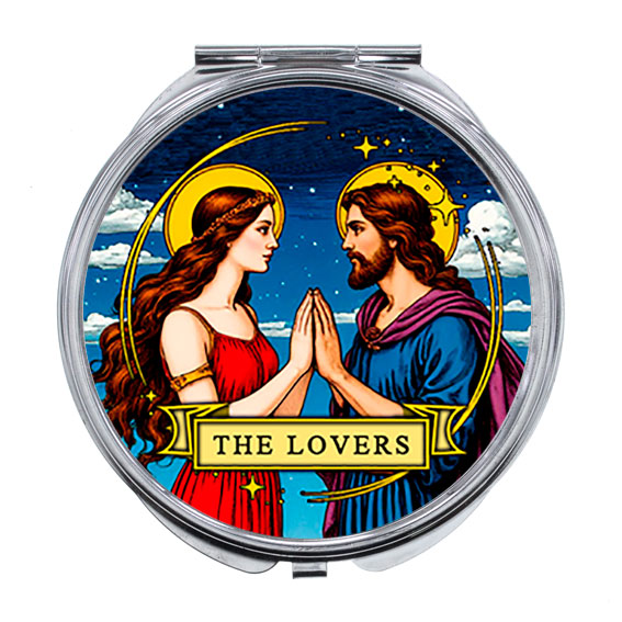 Складное зеркало круглое Tarot - The Lovers ВЛЮБЛЕННЫЕ (размер 7,5*7,2 см.), 1 шт.