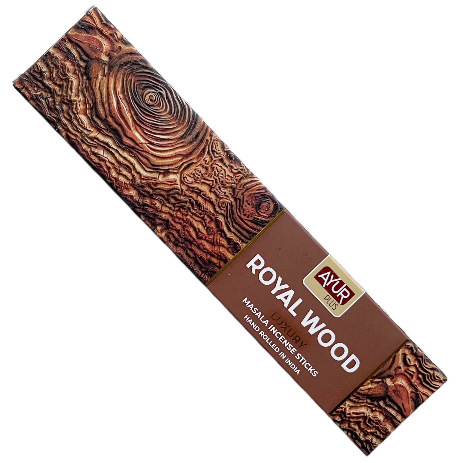 Luxury ROYAL WOOD Masala Incense Sticks, Ayur Plus (КОРОЛЕВСКОЕ ДЕРЕВО, ароматические масала палочки ручной работы, Аюр Плюс), 18 г.