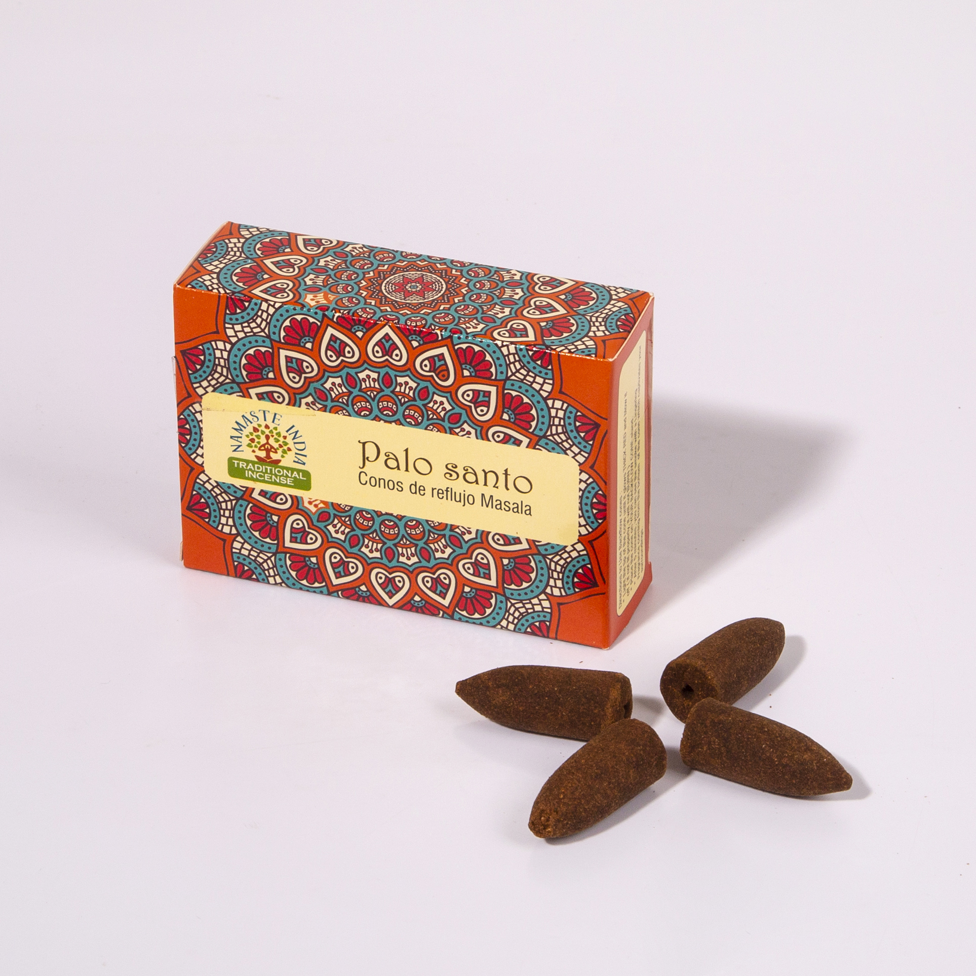 Masala Back Flow Cones PALO SANTO, Namaste India (Масала благовония конусы стелющийся дым ПАЛО САНТО, Намасте Индия), уп. 10 конусов.