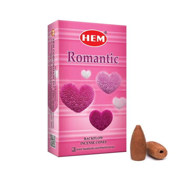 ROMANTIC Backflow Incense Cones, Hem (РОМАНТИКА благовония пуля стелющийся дым, Хем), уп. 10 конусов.