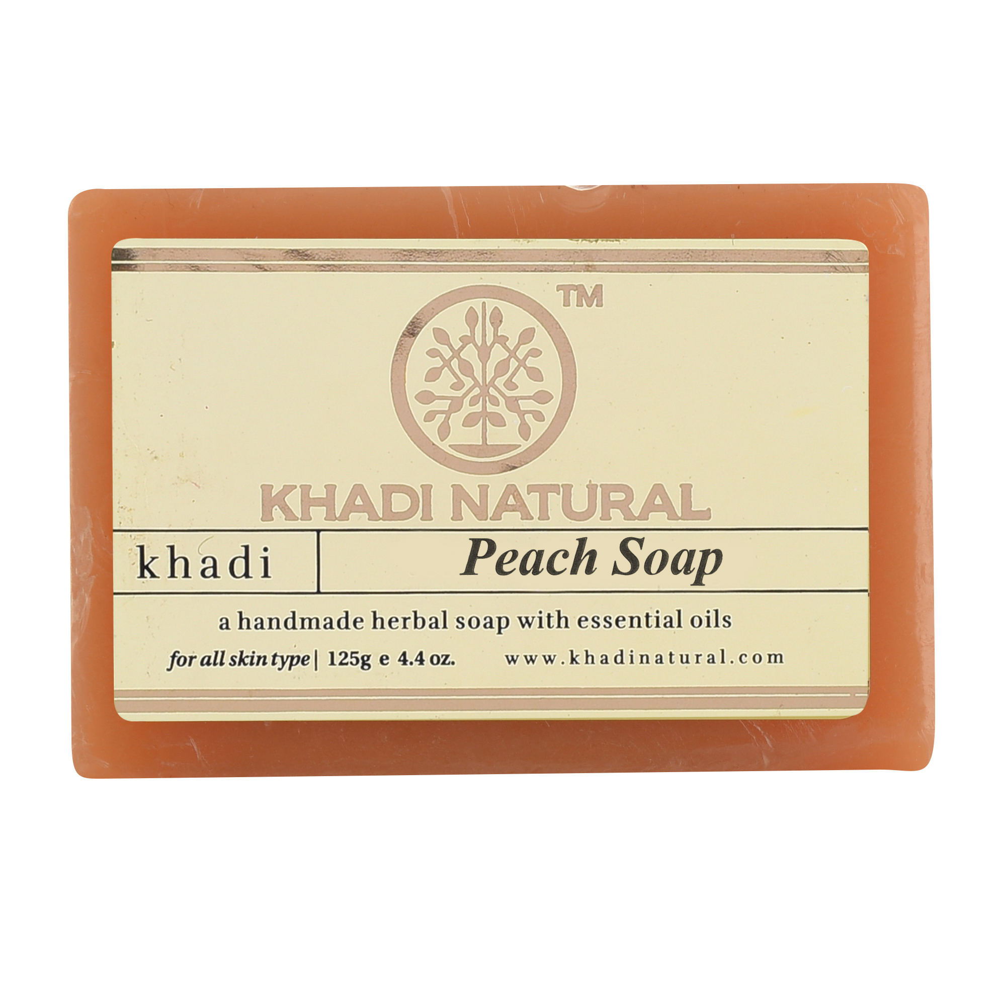 PEACH Handmade Herbal Soap With Essential Oils, Khadi Natural (ПЕРСИК Мыло ручной работы с эфирными маслами, Кхади), 125 г.