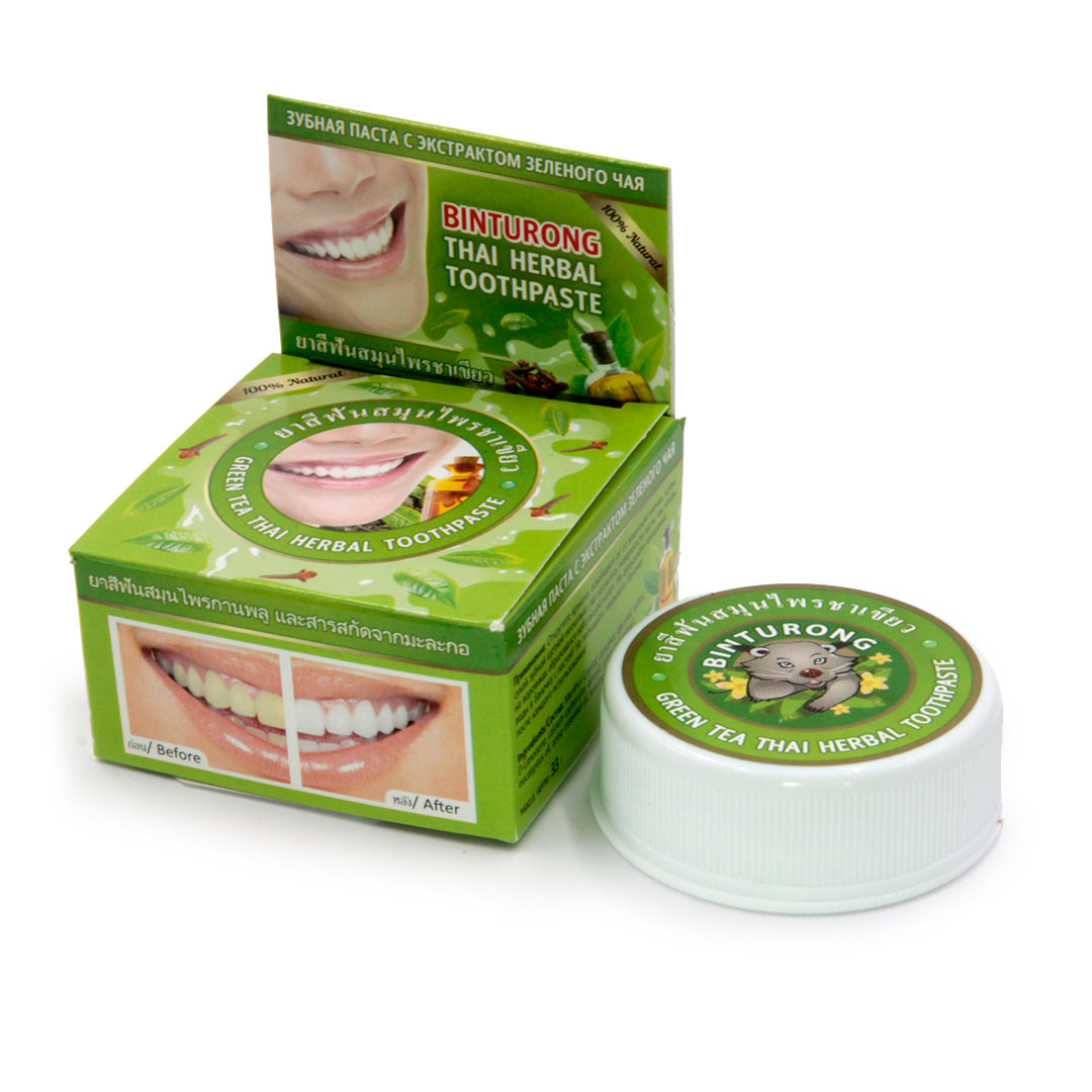 Binturong GREEN TEA Thai Herbal Toothpaste, Nina Buda (Зубная паста с экстрактом ЗЕЛЁНОГО ЧАЯ, Нина Буда), 33 г.