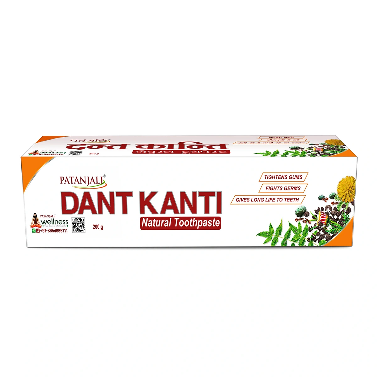 DANT KANTI Natural, Patanjali (ДАНТ КАНТИ Нэчрл, Аюрведическая зубная паста, Патанджали), 200 г.