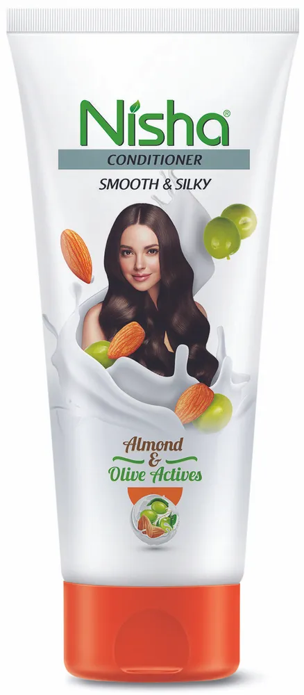 Smooth & Silky CONDITIONER ALMOND & OLIVE ACTIVES, Nisha (КОНДИЦИОНЕР для гладкости и шелковистости волос МИНДАЛЬ И ОЛИВКА, Ниша), тюбик, 180 мл.