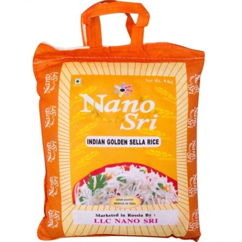 Indian Golden Sella Basmati Rice, Nano Sri (Индийский пропаренный ГОЛДЕН СЕЛЛА БАСМАТИ РИС, Нано Шри), 1 кг.