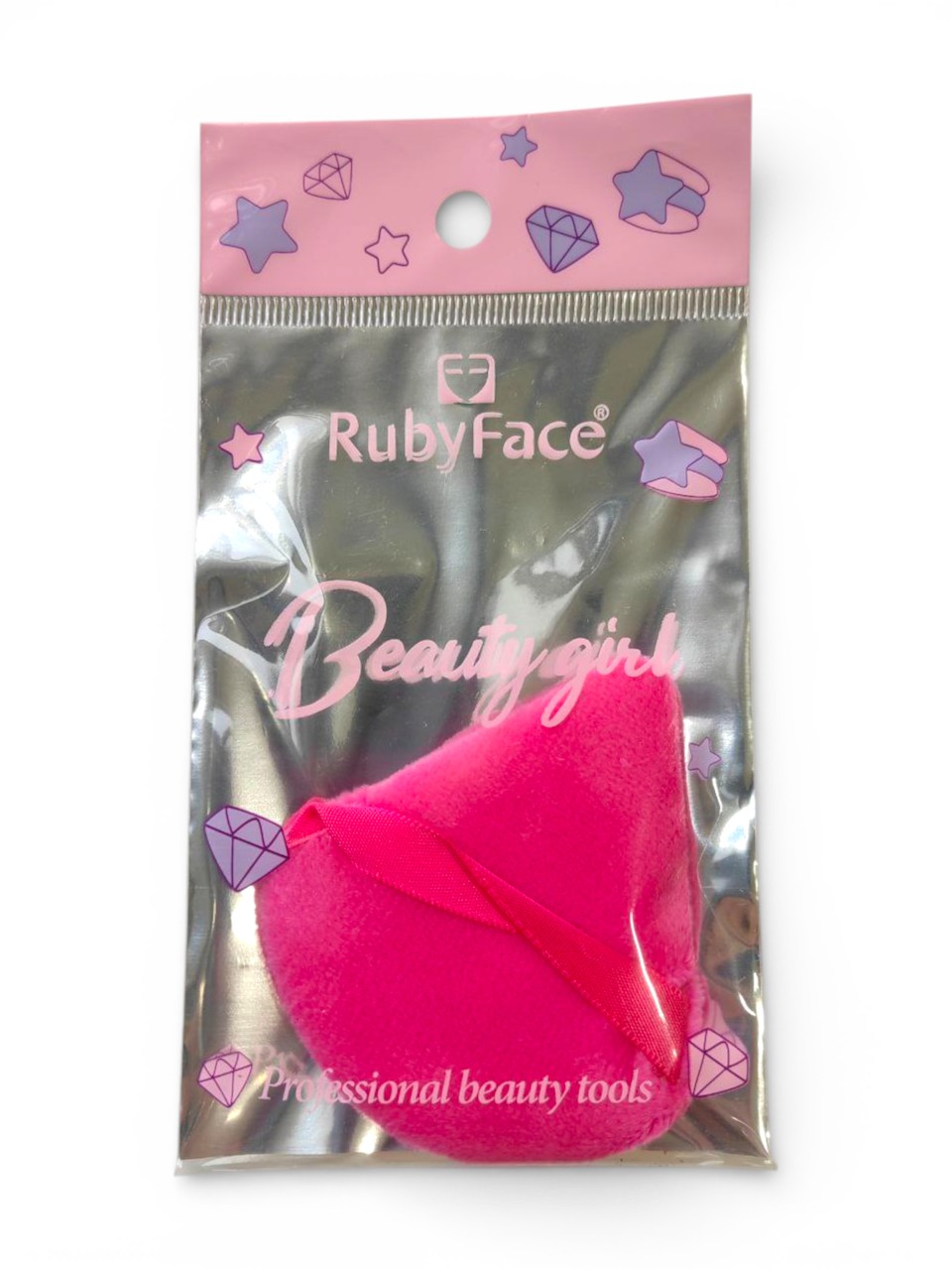РОЗОВЫЙ треугольный спонж для нанесения пудры, Ruby Face