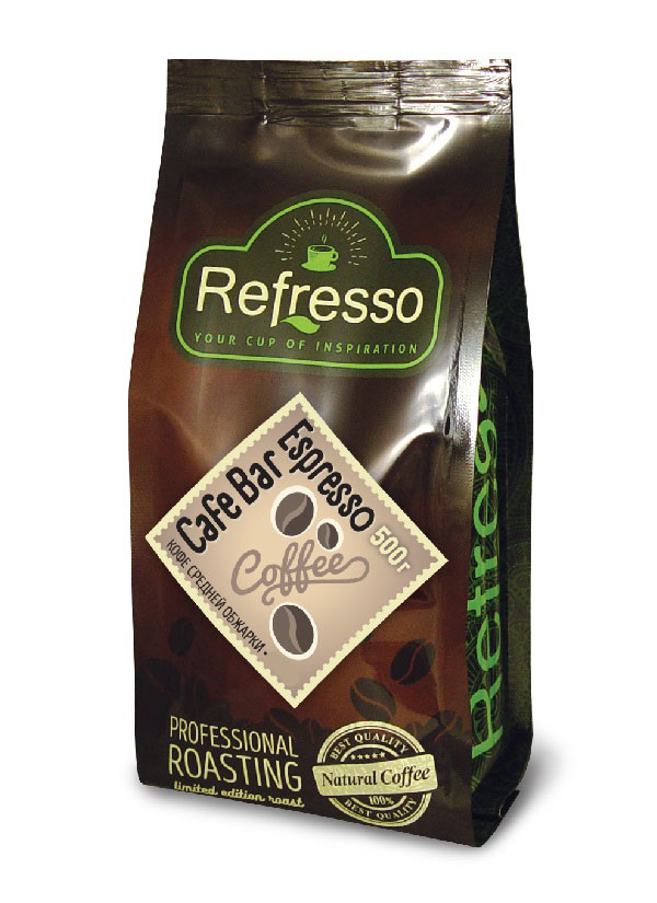 CAFE BAR Espresso, Refresso (КАФЕ БАР Эспрессо, кофе средней обжарки, молотый, Рефрессо), 500 г.