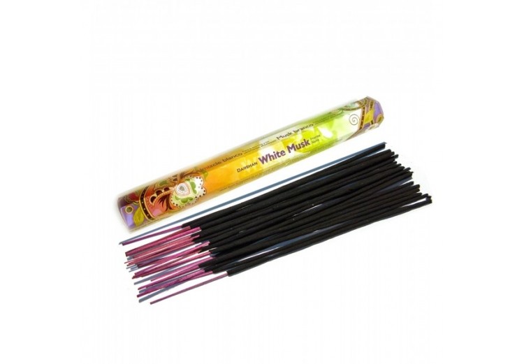 Darshan WHITE MUSK Incense Sticks (Благовония Даршан БЕЛЫЙ МУСК), шестигранник 20 палочек.