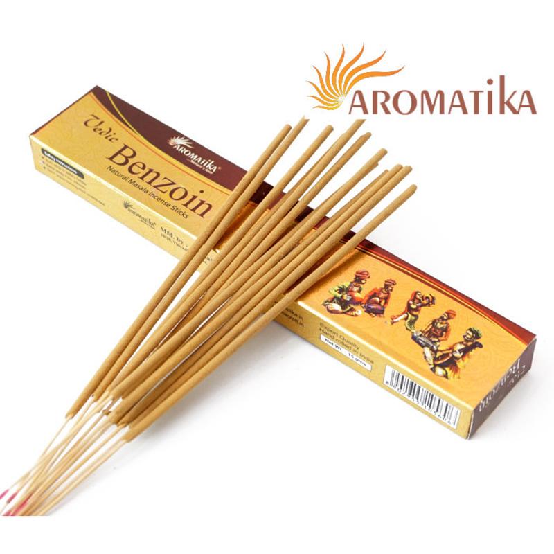 Vedic BENZOIN Natural Incense Sticks, Aromatika (БЕНЗОИН натуральные ароматические палочки, Ароматика), 15 г.