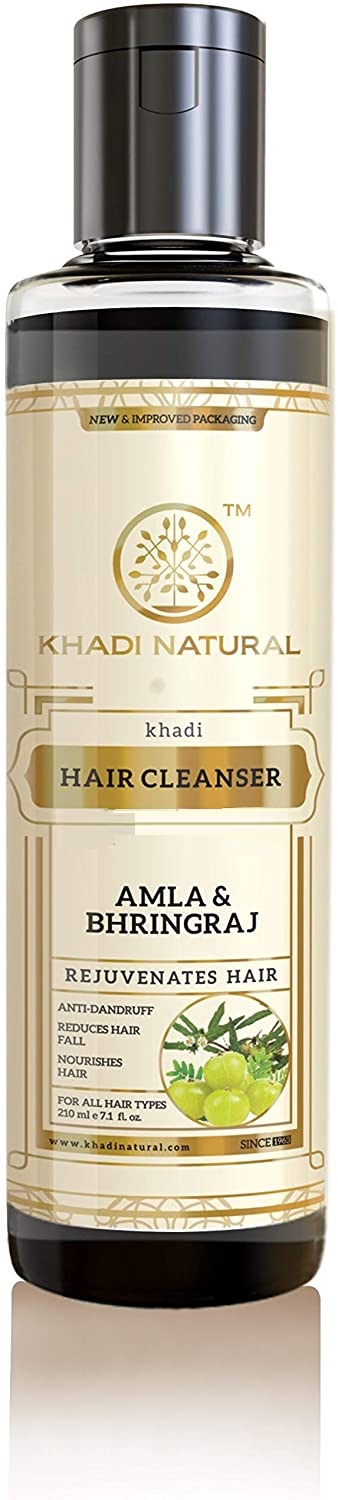 Hair Cleanser AMLA & BHRINGRAJ, Rejuvenates Hair, Khadi Natural (Шампунь АМЛА И БРИНГРАДЖ, Омолаживающий волосы, Кхади Нэчрл), 210 мл.