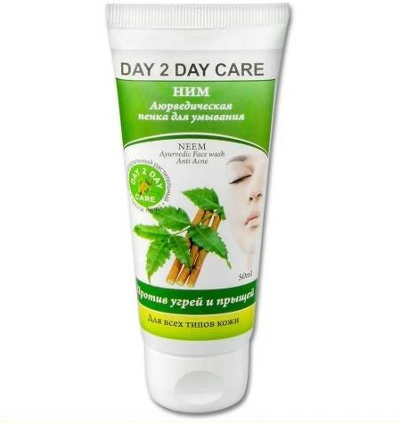 Ayurvedic Face Wash NEEM Anti Acne, Day 2 Day Care (Аюрведическая пенка для умывания НИМ Против Угрей и Прыщей, Дэй Ту Дэй Кэр), 50 мл.