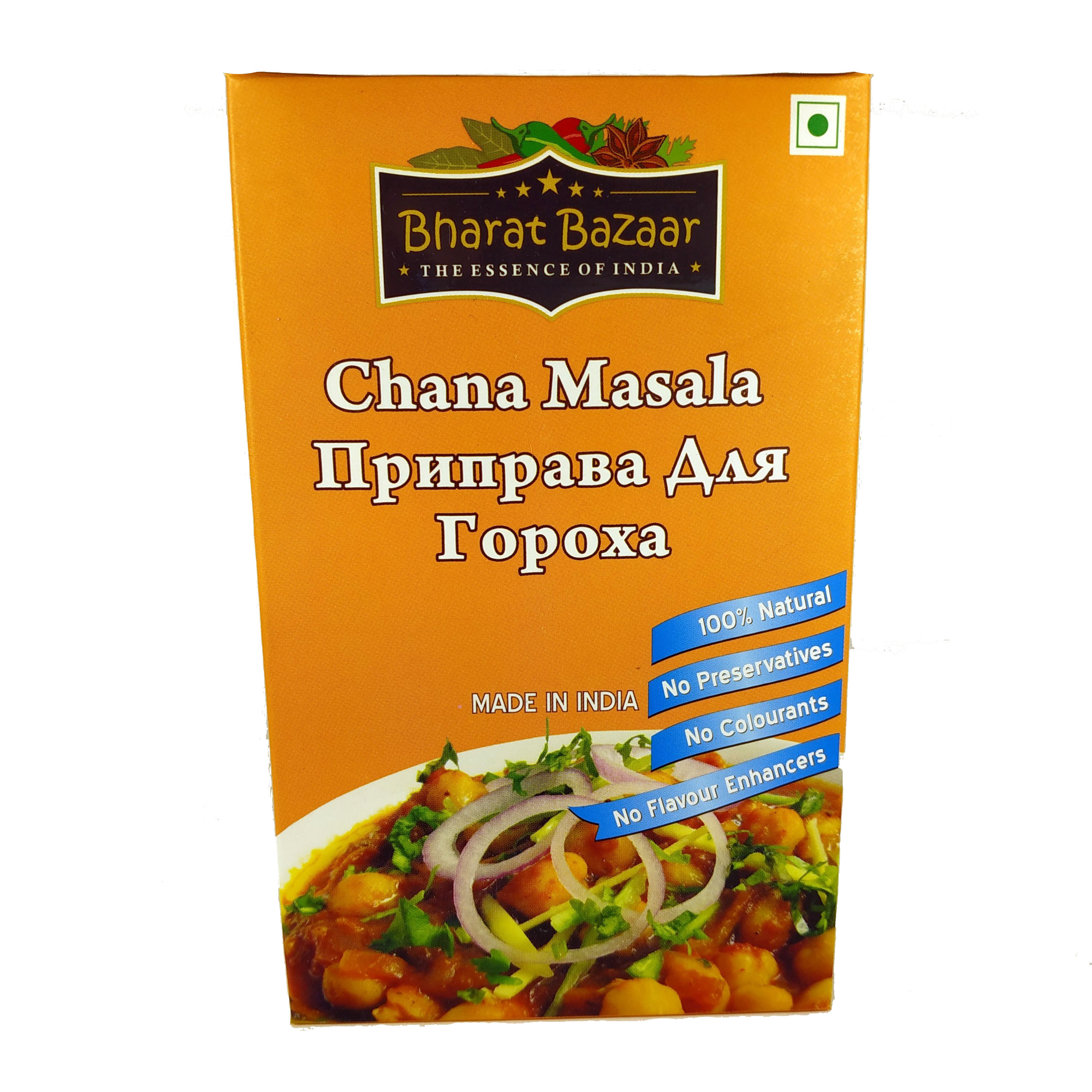 CHANA MASALA Bharat Bazaar (Приправа Для Гороха, коробка, Бхарат Базар), 100 г.