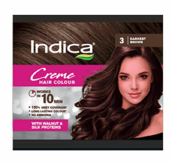 Indica CREME Hair Colour, DARKEST BROWN 3 (Крем-краска для волос, лёгкое окрашивание за 10 минут, ТЁМНО-КОРИЧНЕВЫЙ, Индика), 40 мл.