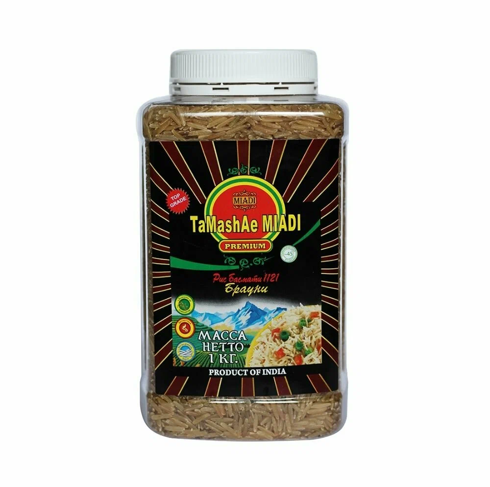 Рис басмати 1121 Брауни, TAMASHAE MIADI, банка, 1 кг.