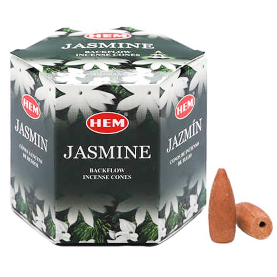 JASMINE Backflow Incense Cones, Hem (ЖАСМИН благовония пуля стелющийся дым, Хем), уп. 40 конусов.