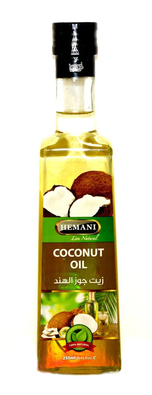 COCONUT OIL, Hemani (Масло КОКОСОВОЕ, Хемани), стеклянная бутылка, 250 мл.
