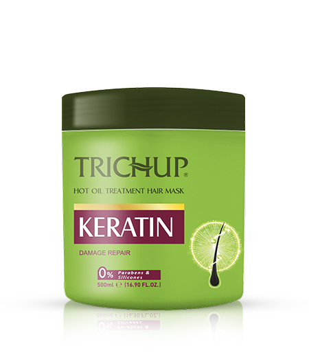 Trichup Hair Mask KERATIN Hot Oil Treatment, Vasu (Тричуп Маска КЕРАТИН, Восстановление поврежденных волос, Васу), 500 мл.