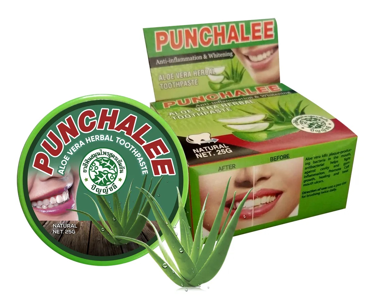 PUNCHALEE ALOE VERA Herbal Toothpaste (ПАНЧАЛЕ АЛОЕ ВЕРА тайская растительная зубная паста), шайба, 25 г.