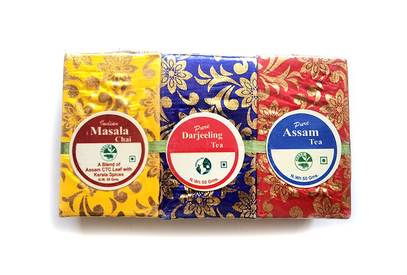 MASALA, DARJEELING, ASSAM (Подарочный набор трёх сортов индийского чая МАСАЛА, ДАРДЖИЛИНГ, АССАМ в шёлковых кисетах), 3 шт. по 50 г.