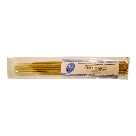 OM SHANTI Ramakrishna's Natural Handmade Incense Sticks (ОМ ШАНТИ натуральные благовония ручной работы, Рамакришна), 20 г.