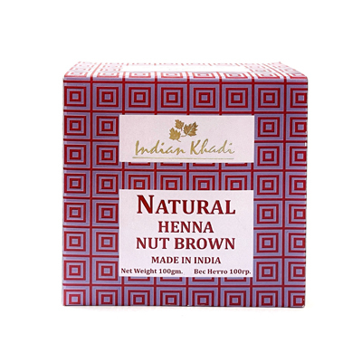 Natural Henna NUT BROWN, Indian Khadi (Натуральная Хна для волос ОРЕХОВО-КОРИЧНЕВАЯ, Индиан Кхади), 100 г.