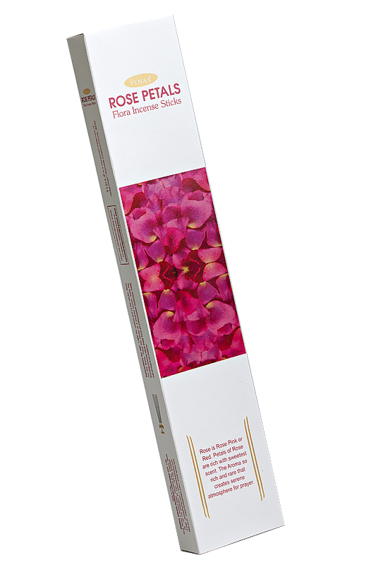 ROSE PETALS Flora Incense Sticks, AASHA, SYNAA (Ароматические палочки ЛЕПЕСТКИ РОЗЫ, ААША, СИНАЯ), 10 палочек.