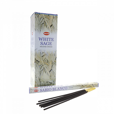 Hem Incense Sticks WHITE SAGE (Благовония БЕЛЫЙ ШАЛФЕЙ, Хем), уп. 8 палочек.
