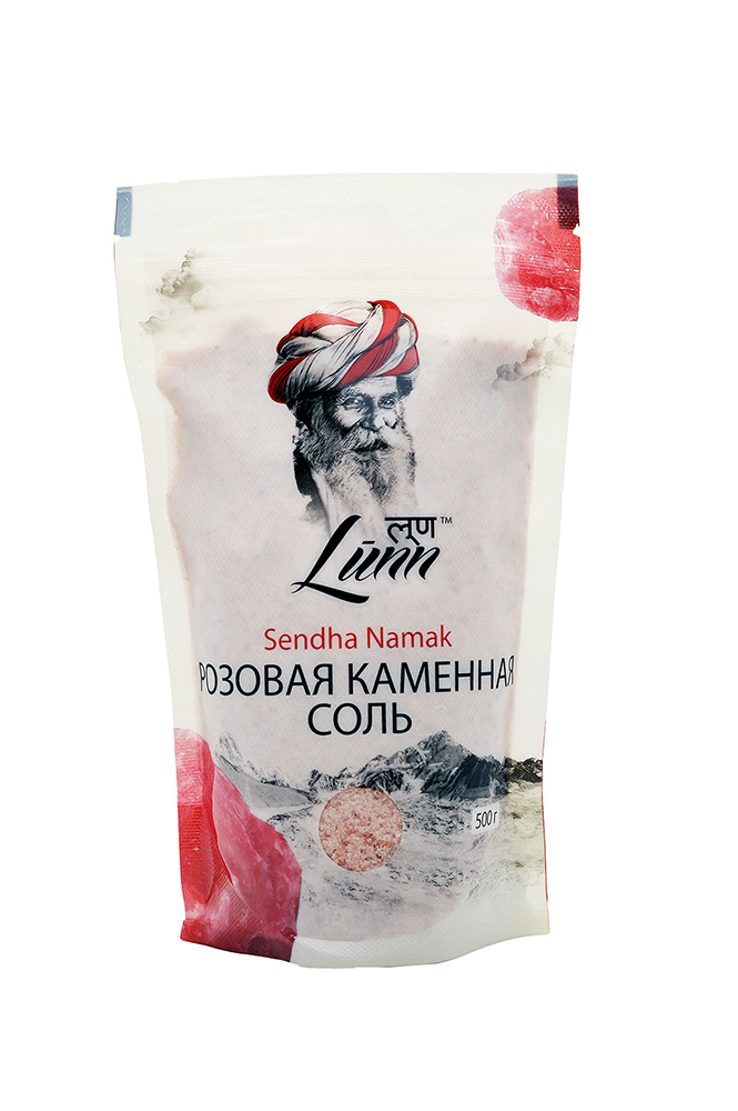 SENDHA NAMAK, Lunn (Розовая каменная соль, молотая), пакет, 500 г.