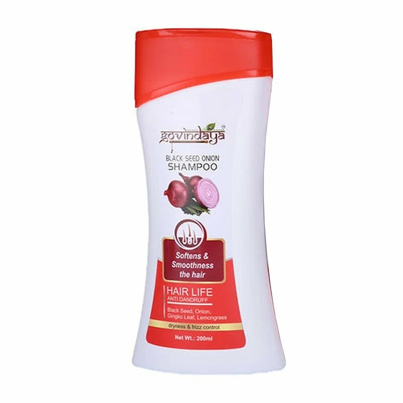 BLACK SEED ONION Shampoo, Govindaya (ЧЁРНЫЙ ТМИН И ЛУК шампунь для мягкости волос, Говиндая), 200 мл.