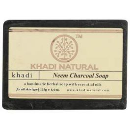 NEEM CHARCOAL Handmade Herbal Soap With Essential Oils, Khadi Natural (НИМ И УГОЛЬ Мыло ручной работы с эфирными маслами, Кхади), 125 г. - СРОК ГОДНОСТИ ДО 30 ИЮНЯ 2024 ГОДА