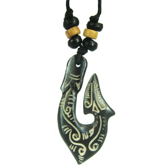 Подвеска из Кости КРЮК IN0350-03, на шнурке (размер подвески 4,3*2,1 см.), 1 шт.