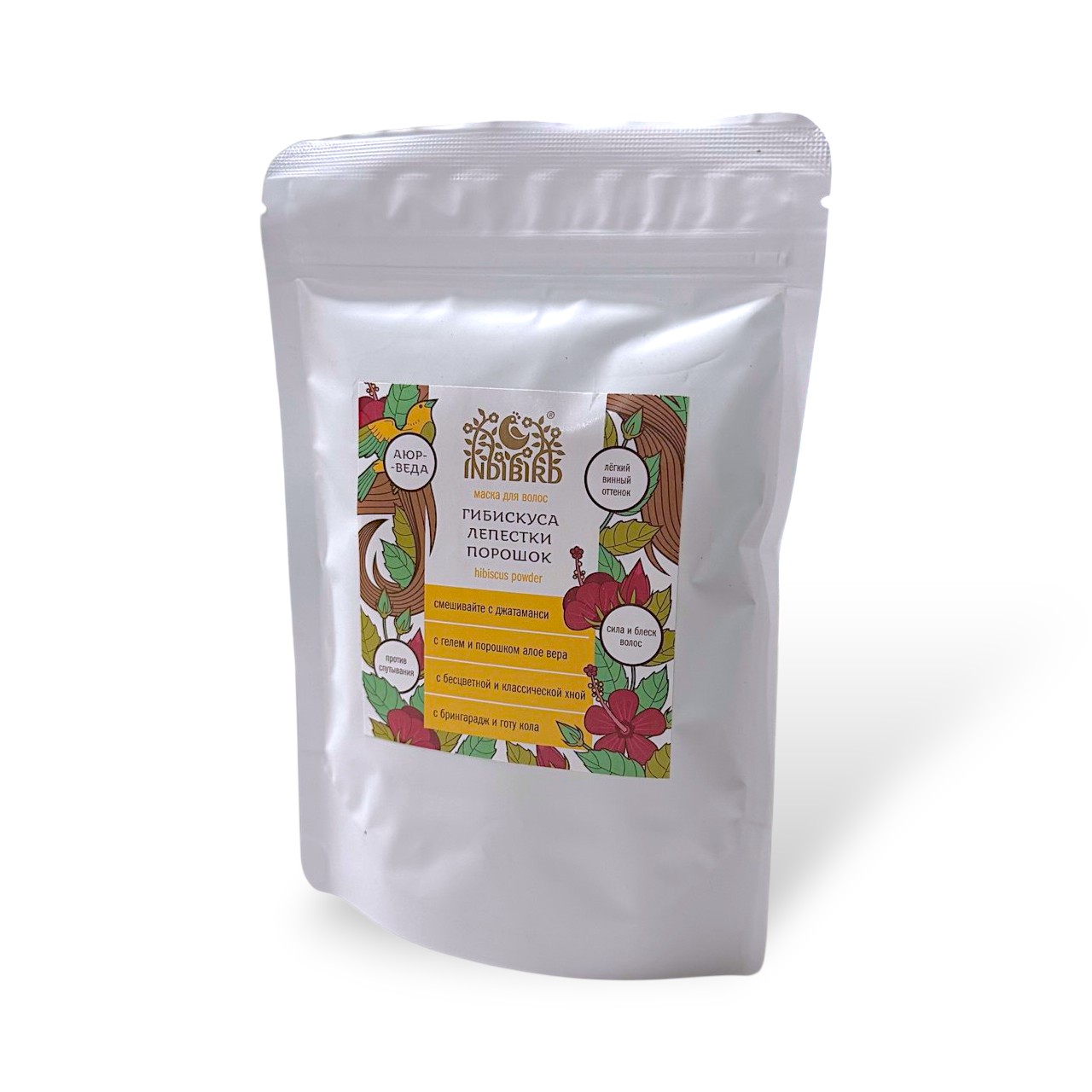 Indibird ГИБИСКУСА ЛЕПЕСТКИ ПОРОШОК (hibiscus powder), маска для волос, Индибёрд, 100 г.