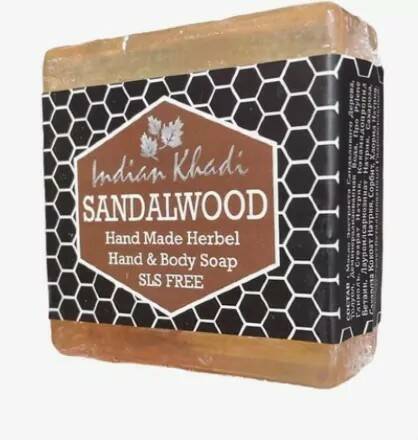 SANDALWOOD Hand Made Herbal Hand & Body Soap, SLS Free, Indian Khadi (САНДАЛОВОЕ ДЕРЕВО травяное мыло ручной работы, Индиан Кхади), 100 г.