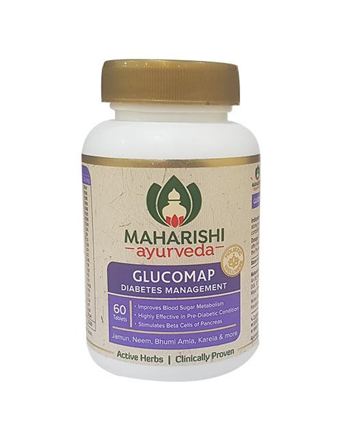 GLUCOMAP Maharishi Ayurveda (Глюкомап, от диабета, Махариши Аюрведа), БАНКА 60 таб.