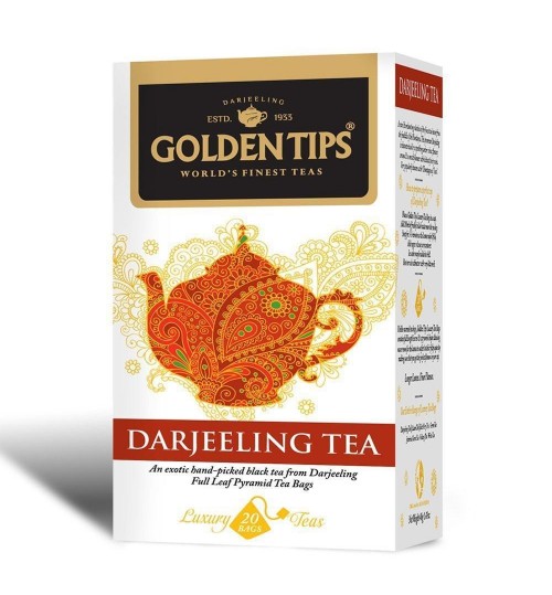 DARJEELING TEA, Golden Tips (ДАРДЖИЛИНГ 100% Индийский черный листовой чай, коробка 20 пакетиков-пирамидок, Голден Типс), 40 г.