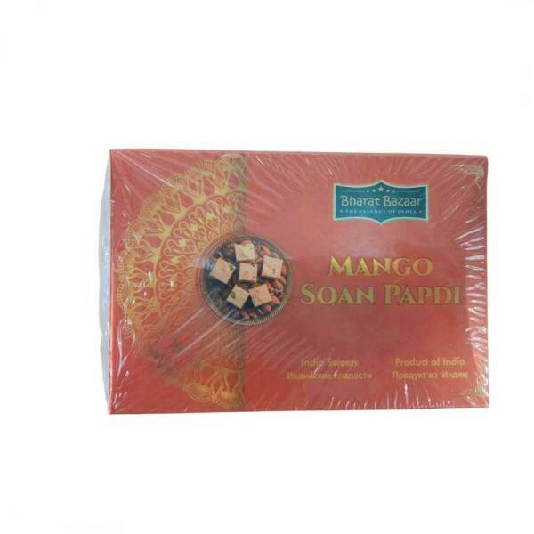 MANGO Soan Papdi, Bharat Bazaar (Соан Папди со вкусом МАНГО, индийские сладости из нутовой муки, Бхарат Базар), 250 г.