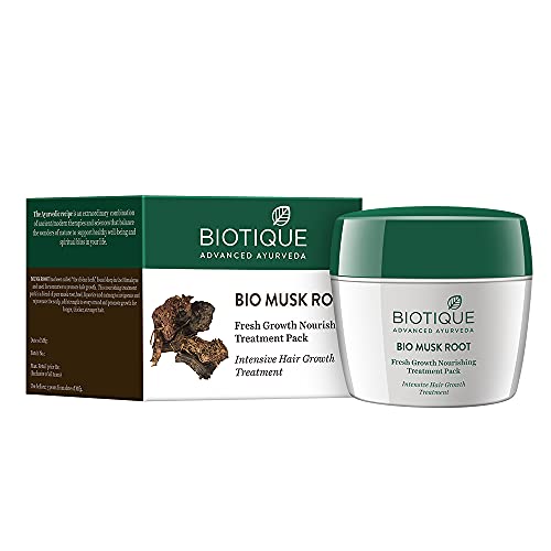 BIO MUSK ROOT Fresh Growth Nourishing Treatment Pack, Biotique (БИО МУСКУСНЫЙ КОРЕНЬ питательная маска для волос, Биотик), 230 г.