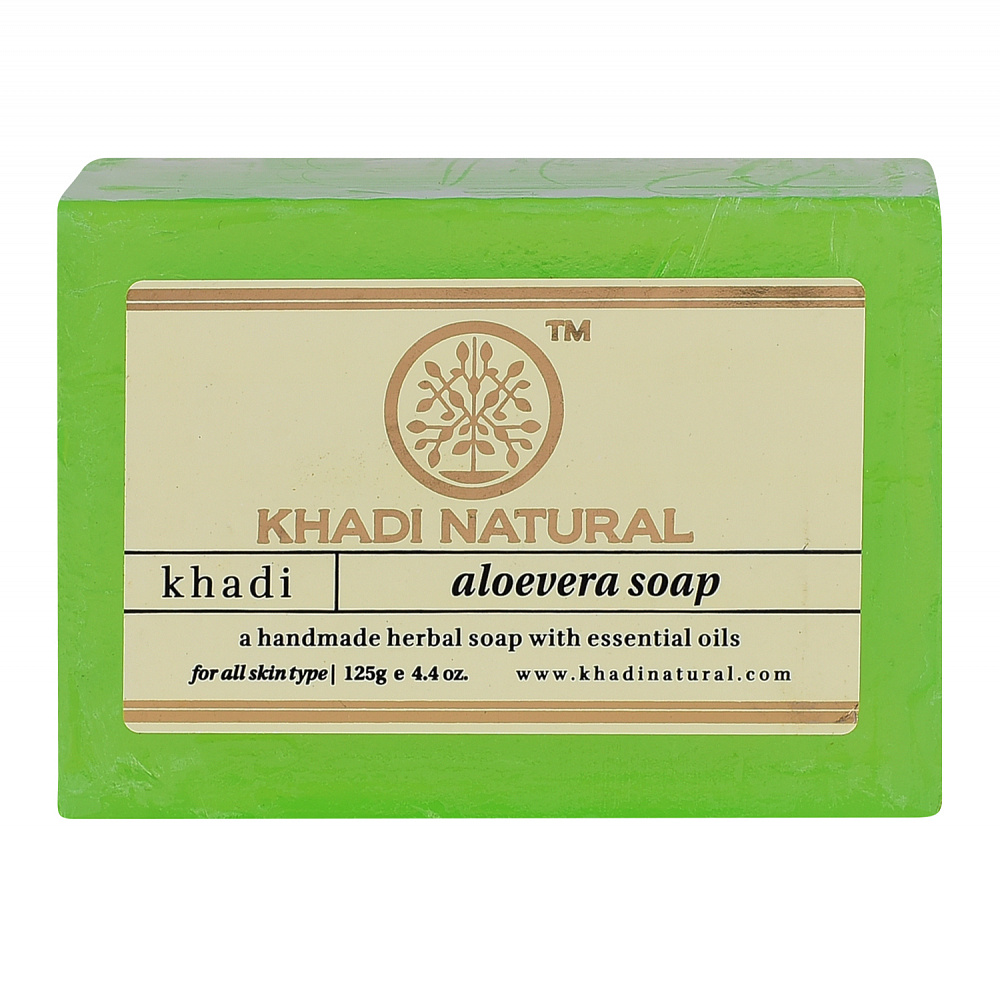 ALOEVERA Handmade Herbal Soap, Khadi Natural (АЛОЭ (алое) ВЕРА Мыло ручной работы с эфирными маслами, Кхади), 125 г.