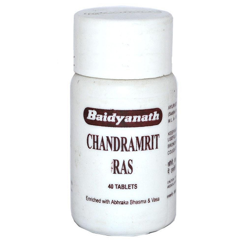 CHANDRAMRIT RAS, Baidyanath (ЧАНДАМРИТ РАС при простуде, кашле и бронхите, Бадьянатх), 40 таб.