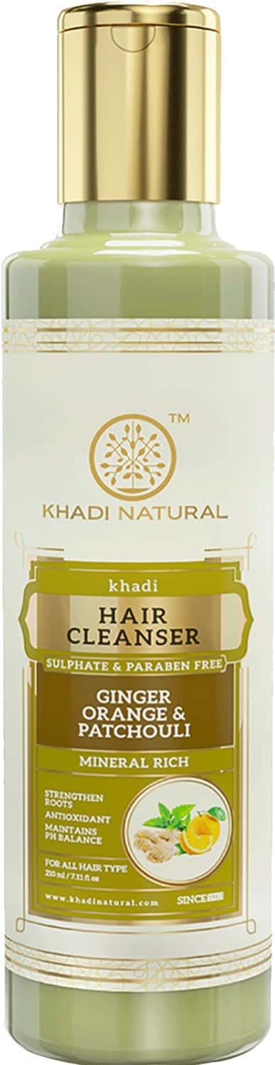 Khadi Hair Cleanser GINGER ORANGE & PATCHOULI Sulphate & Paraben Free, Khadi Natural (Кхади шампунь ИМБИРЬ, АПЕЛЬСИН И ПАЧУЛИ БЕЗ СУЛЬФАТОВ И ПАРАБЕНОВ, Кхади Нэчрл), 210 м