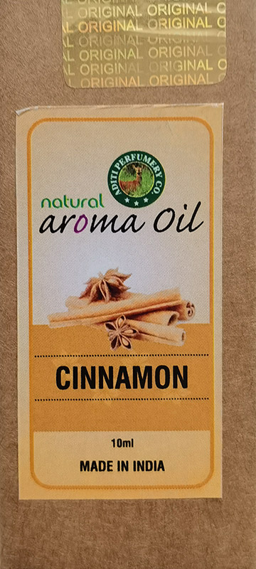 CINNAMON Natural Aroma Oil, Aditi Perfumery (КОРИЦА натуральное ароматическое масло), 10 мл.