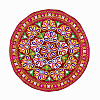Декоративный чехол круглый индийский этнический на подушку КРАСНЫЙ с цветной вышивкой (диаметр 40 см.), 1 шт.