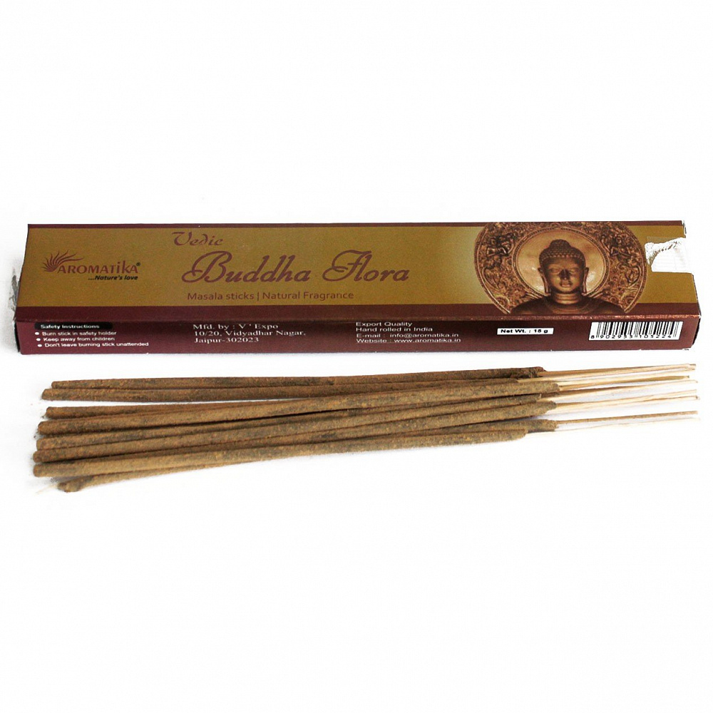 Vedic BUDDHA FLORA Natural Incense Sticks, Aromatika (БУДДА ФЛОРА  натуральные ароматические палочки, Ароматика), 15 г.