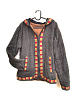 Тибетская этническая куртка с капюшоном ГРАФИТОВАЯ (деревенская ручная работа), размер М, 1 шт.