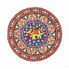 Декоративный чехол круглый индийский этнический на подушку СИНИЙ с цветной вышивкой (диаметр 45 см.), 1 шт.